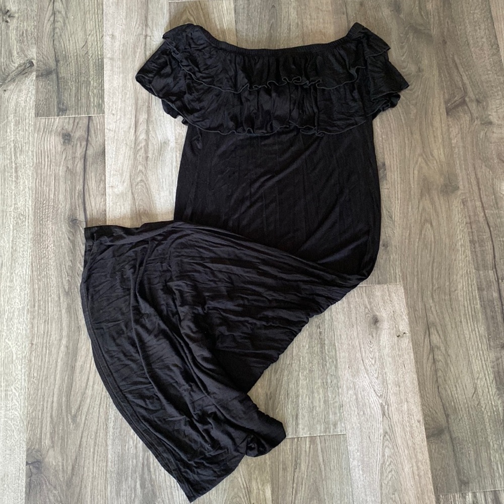 Boohoo black off the shoulder maxi dress plus size 16